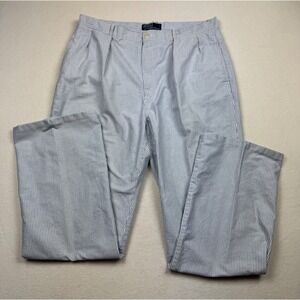 Polo Ralph Lauren Striped Pants Pleated Cotton Blue White Mens‎ Size 35/34